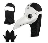 Lifreer Maschera da dottore della peste, con naso lungo, becco, steampunk, per cosplay, costume e guanti neri, maschera integrale per costume di Halloween, festival e feste, Nero