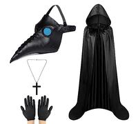 Lifreer Maschera da dottore della peste di Halloween,maschera per naso lungo,costume da dottore della peste,maschera per Halloween con mantello,maschera steampunk per Halloween,Nero B,Taglia unica
