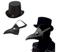 Lifreer Maschera da dottore della peste, maschera steampunk con cappello nero a cilindro gotico, per cosplay, feste di Halloween, carnevale, per uomini e donne
