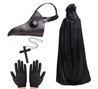 Lifreer Maschera da dottore della peste, maschera steampunk per Halloween, costume retrò in pelle con naso lungo, becco per uomo, donna, Halloween, cosplay, feste, Taglia unica, Marrone C