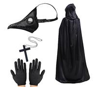 Lifreer Maschera da dottore della peste, maschera steampunk per Halloween, costume retrò in pelle con naso lungo, becco per uomo, donna, Halloween, cosplay, feste, Taglia unica, Nero B