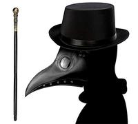 Lifreer Maschera da medico della peste, naso lungo, becco di uccello, maschera steampunk, cappello a cilindro palmare, costume per cosplay di Halloween