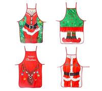 Lifreer - Set di grembiuli natalizi, per cene di Natale, feste, con decorazioni natalizie, regalo per amanti della cucina, 50 cm x 70 cm, 4 pezzi