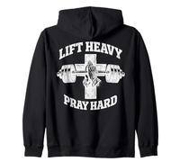 Lift Heavy Pray Hard Christian Workout Gym Apparel Men Felpa con Cappuccio