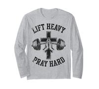 Lift Heavy Pray Hard Christian Workout Gym Apparel Men Maglia a Manica