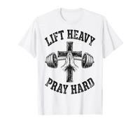 Lift Heavy Pray Hard Christian Workout Gym Apparel Men Maglietta