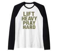 Lift Heavy Pray Hard - Faith Meets Fitness Maglia con Maniche Raglan