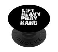 Lift Heavy Pray Hard, Gym Christian Gift for Christian PopSockets PopGrip Adesivo