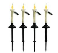LIFTATAPA 4 candele coniche solari con supporti, candele LED impermeabili ricaricabili con sensore di luce dal tramonto all'alba, per esterni, giardino, patio, decorazione