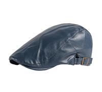 Lifup Berretto Piatto da Uomo in Pelle PU, Regolabile Newsboy Beret Cappello Golf Berretto Baschi e Berretti Blu Taglia Unica