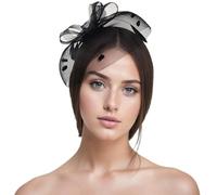 Lifup Cappello da Donna Vintage con Fiore, Fascinators per Capelli da Donna, Tea Party Hat per Cocktail e Matrimoni Nero