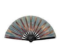 Lifup Grande Ventaglio Pieghevole con Glitter, Ventilatore a Mano Olografico per Festival Musicali, Matrimoni, Decorazione per Spettacoli Argento 2