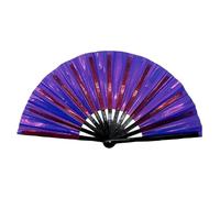 Lifup Grande Ventaglio Pieghevole con Glitter, Ventilatore a Mano Olografico per Festival Musicali, Matrimoni, Decorazione per Spettacoli Viola