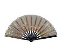Lifup Grande Ventaglio Pieghevole con Glitter, Ventilatore a Mano Olografico per Festival Musicali, Matrimoni, Decorazione per Spettacoli Beige