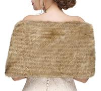 Lifup Pelliccia Sintetica Stola Scialle Donna Scialli e Involucri Sciarpa Elegante per Matrimonio Moda Autunno Inverno Caldo Cachi Taglia unica