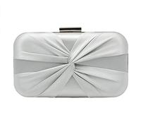 Lifup Pochette Donna Elegante Pochette da Sera Plissettata in Raso Borsa Clutch con Catena Argento per Ballo di Fine Anno, Festa Grigio