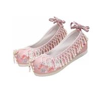 Lifup Scarpe Ricamate Mary Jane Balletto Donna con Nappe di Perle per Vestito Qipao Hanfu Rosa 33