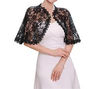 Lifup Scialli di Pizzo da Donna Coprispalle da Sposa Cappotto Corto per Matrimoni Cerimonia Sposa Festa Nero