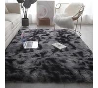 Lifup Tappeti Salotto Shaggy Tappeto a Pelo Lungo Tappeto Peloso, Tappeto Morbido e Soffice per la Camera da Letto, Morbidi Tappeti Antiscivolo Lavabili Grigio scuro tinto di tie 60 x 90 cm