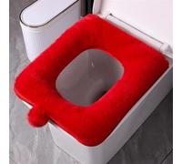 Lifup Toilette Copri Sedile con Manico e Cerniera, Coprisedile per WC Spessi Morbido Rettangolo Rosso 38 x 44 cm