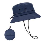 lifwimner Cappello da Sole Uomo Donna, Cappello Pescatore a Rete Traspirante Pieghevole, Cappello Safari Bucket Hat Impermeabile Boonie Hat per Campeggio Safari(Blu Marino)