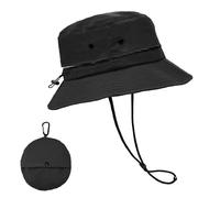 lifwimner Cappello da Sole Uomo Donna, Cappello Pescatore a Rete Traspirante Pieghevole, Cappello Safari Bucket Hat Impermeabile Boonie Hat per Campeggio Safari(Nero)
