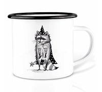 Ligarti Tazza smaltata (leggera e robusta), da campeggio, rifinita a mano in Germania, per bambini, tazza da caffè, tazza smaltata (procione), 300 ml