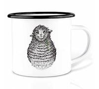 Ligarti Tazza smaltata (leggera e robusta) | Tazza da campeggio rifinita a mano in Germania | Bicchiere per bambini, tazza da caffè, tazza smaltata | Animali alimentari (Wollfried, 300 ml)