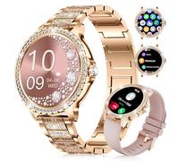 LIGE 1.32" HD Orologio da donna con chiamata Bluetooth, Smartwatch con funzione femminile/120+ modalità sportive/frequenza cardiaca/sonno/ciclo mestruale/contapassi calorie per Android iOS oro rosa