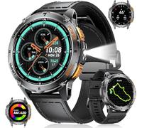 LIGE 2025 Smartwatch Uomo con GPS, 1.43'' AMOLED Orologio Smart Watch con Torcia LED/530mAh/Chiamata Bluetooth, Impermeabile Cardiofrequenzimetro SpO2 e Sonno per Android iOS
