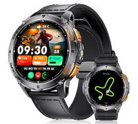 LIGE GPS Integrato Orologio Smartwatch Uomo, 1.43" AMOLED Smart Watch con Torcia LED per Android & iOS, Impermeabile 5ATM, 300+ Quadranti, Bussola/Altimetro, 170+ Sports, Nero Grafite