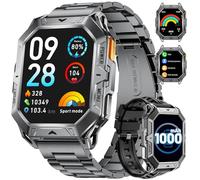 LIGE Militare Smartwatch Uomo Chiamate Bluetooth, Notifiche Messaggi, 2,13''AMOLED Display Orologio Fitness,100 Modalità Sportive, Bussola/Barometro/Altimetro, Smartwatch per Android iOS, Neroscuro