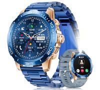 LIGE Orologio da uomo, con chiamata Bluetooth, schermo AMOLED da 1,43" Smartwatch con torcia IP68 impermeabile, frequenza cardiaca/sonno, 100+ modalità sportive fitness per Android iOS, blu