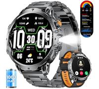 LIGE Orologio intelligente da uomo con 50 giorni di standby (1000 mAh), schermo HD AMOLED da 1,84 pollici, torcia elettrica, impermeabile fino a 50 m, oltre 100 sport fitness tracker, contapassi