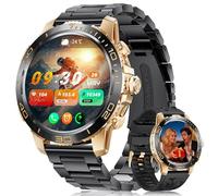 LIGE Orologio Smartwatch Uomo, 800mAh 1.43" AMOLED Smart Watch con 24/7 Frequenza Cardiaca, SpO2, Durata del Sonno, Impermeabile IP68, 200+ Sport Fitnes Tracker Orologio per Android iOS Nero su Oro