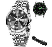 LIGE Orologio Uomo 30M Impermeabile Acciaio Inossidabile Orologio Elegante Deluxe Affari Data Diamante Designer Orologio Moda Luminosi Cool Analogico al Quarzo Data, Moda Regali Uomo