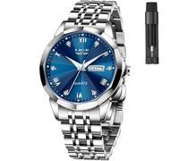 LIGE Orologio Uomo Analogico Quarzo, Moda Deluxe Designer Diamante 30M Impermeabile Acciaio Inossidabile Luminosi Cool Data