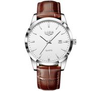 LIGE Orologio Vintage Uomo Elegante Analogico Quarzo Classico Wrist Watches For Men Impermeabile In Vera Pelle Pointer Luminoso Business Orologio Da Polso Uomo Con Data,Argento Bianco