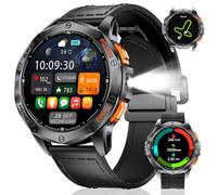 LIGE Smart Watch GPS da uomo, per rispondere alle chiamate, torcia a LED, display AMOLED da 1,4 pollici, fitness tracker con oltre 100 modalità sportive, bussola/barometro/altimetro, smartwatch per