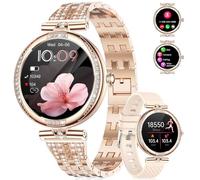 LIGE Smartwatch da donna Bluetooth chiamate per Android iOS 1.19" AMOLED Always-on Display Diamante Oro Rosa Acciaio inossidabile Smart Watch Piccolo, Frequenza cardiaca, Monitor,100+ Sport Activity