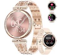 LIGE Smartwatch da donna Bluetooth chiamate per Android iOS 1.19" AMOLED Always-on Display Diamante Oro Rosa Acciaio inossidabile Smart Watch Piccolo, Frequenza cardiaca, Monitor,100+ Sport Activity