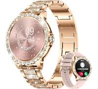 LIGE Smartwatch Donna con Chiamata Bluetooth, 1.32" Diamante Orologio Smart Watch con Sonno, Contapassi, Frequenza Cardiaca per Android iOS, 500+ Quadranti, Oro Rosa Acciaio Inossidabile