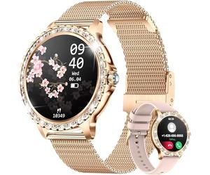 LIGE Smartwatch Donna con Chiamate Whatsapp, 1.32" Diamante Orologio Smartwatch con Sonno,Contapassi, Fisiologia Femminile Smart Watch per Android iOS