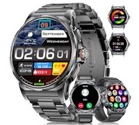 LIGE Smartwatch Uomo Con 3 Cinturini/1.43" AMOLED/400mAh, Orologio Con Chiamata Bluetooth, 24/7 Cardiofrequenzimetro SpO2, IP68 Impermeabile 124 Modalità Sportive Per Android iOS,SML6-R