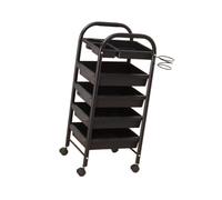 LigedamaiEU Carrello for Parrucchiere A Quattro Livelli,Carrello Portaoggetti Con Porta Asciugacapelli,Quattro Ruote Frenanti,Adatto for Le Cucine Delle Aule(Black)