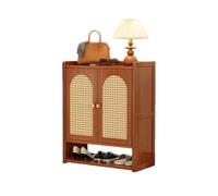 LigedamaiEU Scarpiera in bambù con ante e ripiani for ingresso sottile | for il corridoio del corridoio, organizzatore in legno nascosto(60 * 33 * 82cm)