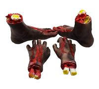 Ligeinsrk Halloween ha Separato Le Mani e i Piedi impostati 4pcs realistici di Mani insanguinate e Medi Parti del Corpo rotte Decorazioni di sostenitori di Halloween, Decorazioni