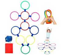 Ligeinsrk Hopscotch Rings Game, 10pcs Hopscotch Rings with Bean Bag Toss da 11 Pollici Ostacoli Multicolore Fun Divertimento Gioca Gioco da Gioco all'aperto per Bambini