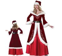 Ligeinsrk Mrs Claus Costume Donne adulte, 3 pezzi/set Mrs Claus abito con cappello, cintura, gonna, costume da Babbo Natale per festa di Natale, cosplay, compleanno, spettacolo scolastico, m Santa