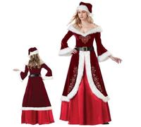 Ligeinsrk Mrs Claus Costume Donne adulte, 3 pezzi/set Mrs Claus Abito con cappello, cintura, gonna, costume da Babbo Natale per festa di Natale, cosplay, compleanno, spettacolo scolastico, XL Santa